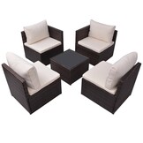 vidaXL Loungeset 5-delig | Poly Rattan Bruin | Nu 50% Korting!