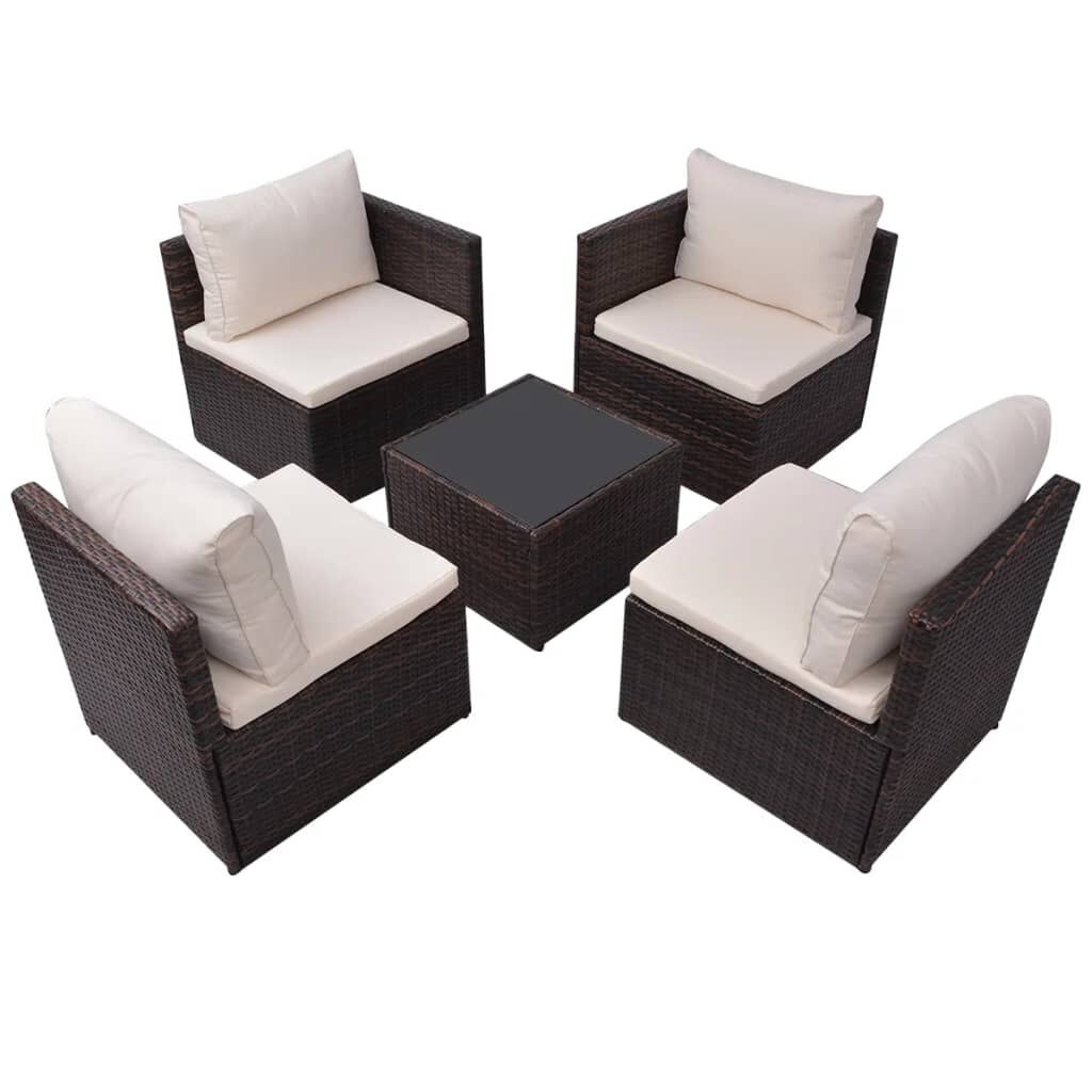 vidaXL Loungeset 5-delig | Poly Rattan Bruin | Nu 50% Korting!