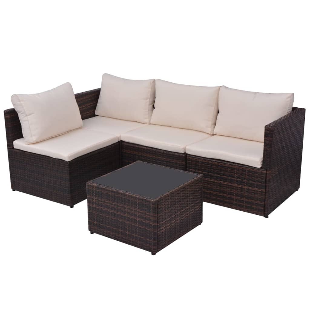 vidaXL Loungeset 5-delig | Poly Rattan Bruin | Nu 50% Korting!