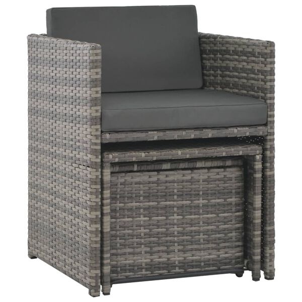 vidaXL 7-delige Tuinset Poly Rattan - Grijs | 35% Korting!