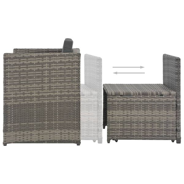 vidaXL 7-delige Tuinset Poly Rattan - Grijs | 35% Korting!