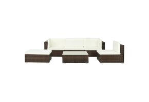 vidaXL 6-delige Loungeset met Kussens - Poly Rattan Bruin (35% Korting)