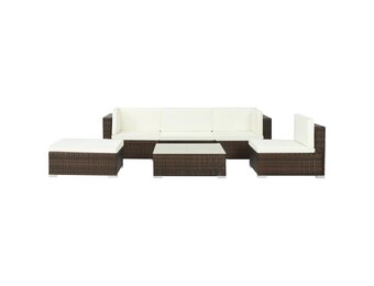vidaXL 6-delige Loungeset met Kussens - Poly Rattan Bruin (35% Korting)