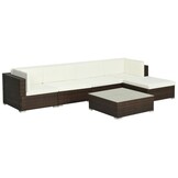 vidaXL 6-delige Loungeset met Kussens - Poly Rattan Bruin (35% Korting)
