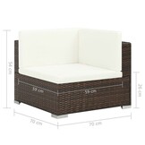 vidaXL 6-delige Loungeset met Kussens - Poly Rattan Bruin (35% Korting)