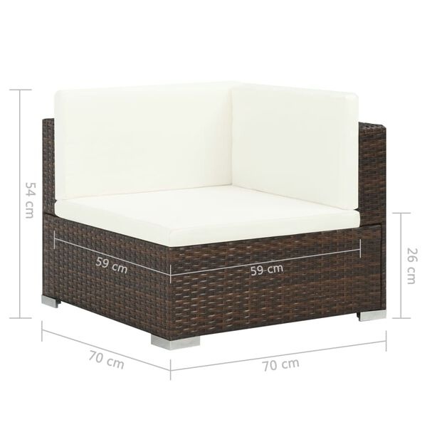 vidaXL 6-delige Loungeset met Kussens - Poly Rattan Bruin (35% Korting)