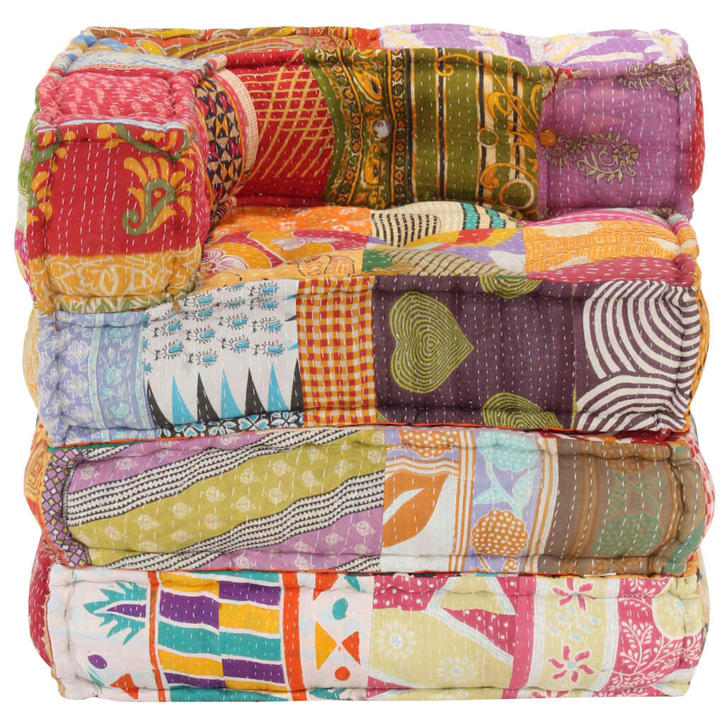 vidaXL Poef Modulair Stof Patchwork - 35% Korting