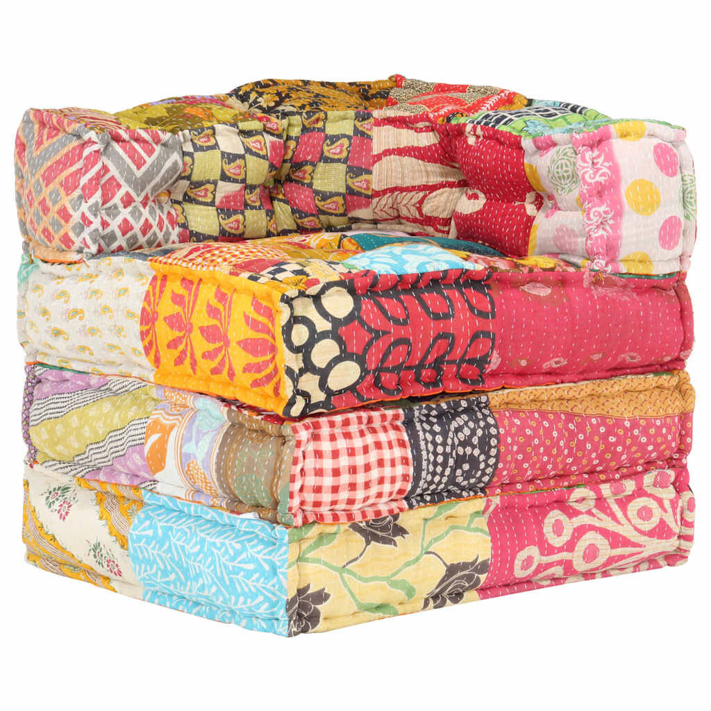 vidaXL Poef Modulair Stof Patchwork - 35% Korting
