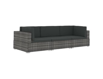 vidaXL 3-delige Loungeset Poly Rattan Grijs - 35% Korting!