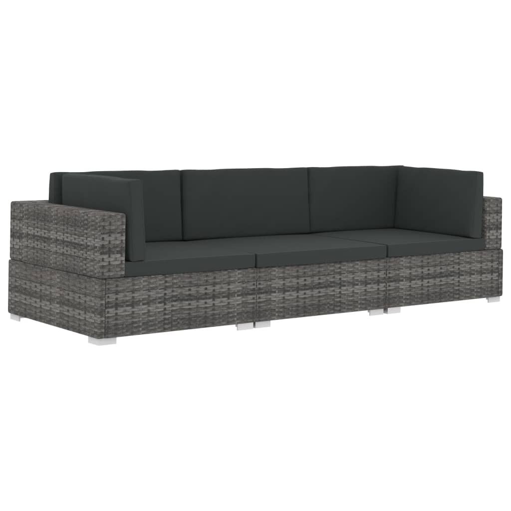 vidaXL 3-delige Loungeset Poly Rattan Grijs - 35% Korting!
