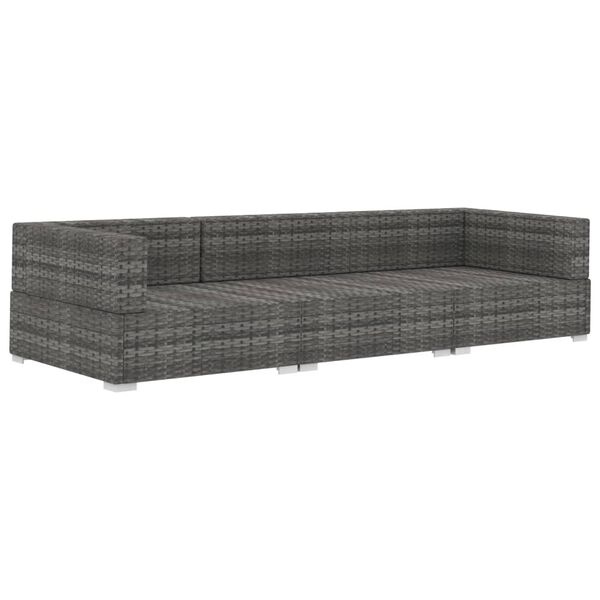 vidaXL 3-delige Loungeset Poly Rattan Grijs - 35% Korting!