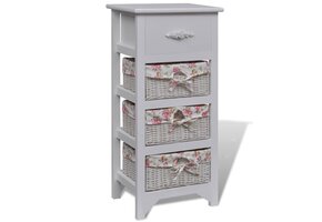 vidaXL Kast met 1 lade & 3 manden - Paulowniahout Wit - Nu 55% Korting!