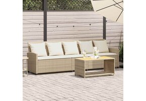 vidaXL 5-zits Tuinbank Poly Rattan Beige | Nu met 30% Korting!