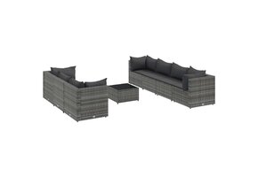 vidaXL 8-delige Loungeset (55% korting) - Poly Rattan Grijs