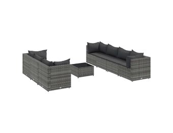 vidaXL 8-delige Loungeset (55% korting) - Poly Rattan Grijs