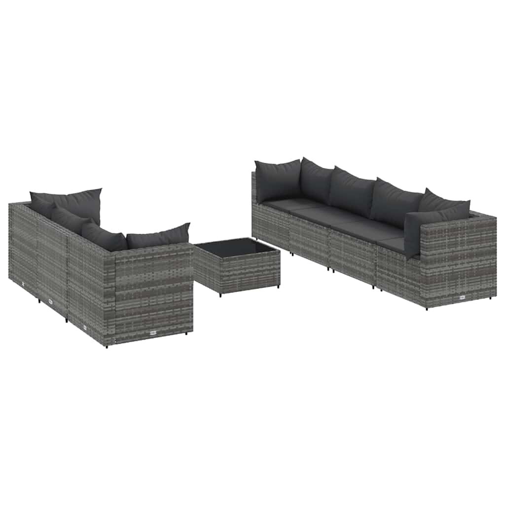 vidaXL 8-delige Loungeset (55% korting) - Poly Rattan Grijs