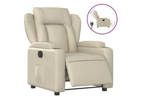 vidaXL Elektrische Fauteuil Kunstleer Crème - 30% Korting!