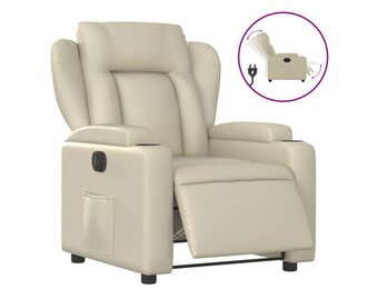 vidaXL Elektrische Fauteuil Kunstleer Crème - 30% Korting!