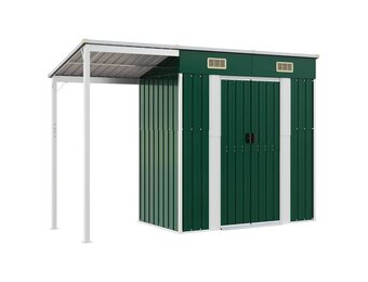 vidaXL Tuinschuur Groen - 277x110,5x181cm Staal - 55% Korting!