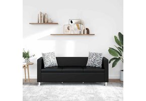 vidaXL Driezitsbank Kunstleer Zwart - 50% Korting