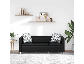 vidaXL Driezitsbank Kunstleer Zwart - 50% Korting