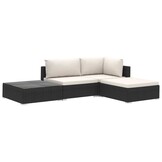 vidaXL Loungeset Poly Rattan Zwart (30% Korting)