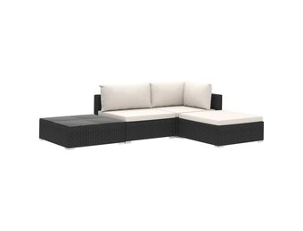 vidaXL Loungeset Poly Rattan Zwart (30% Korting)
