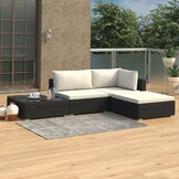 vidaXL Loungeset Poly Rattan Zwart (30% Korting)