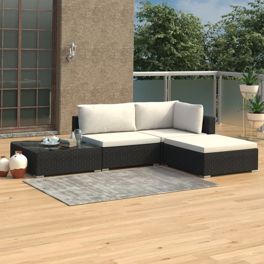 vidaXL Loungeset Poly Rattan Zwart (30% Korting)