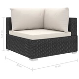 vidaXL Loungeset Poly Rattan Zwart (30% Korting)