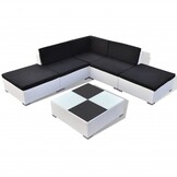 vidaXL 6-delige Loungeset Poly Rattan Wit - Nu 30% Korting!