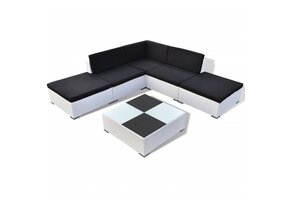 vidaXL 6-delige Loungeset Poly Rattan Wit - Nu 30% Korting!