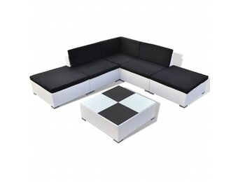 vidaXL 6-delige Loungeset Poly Rattan Wit - Nu 30% Korting!