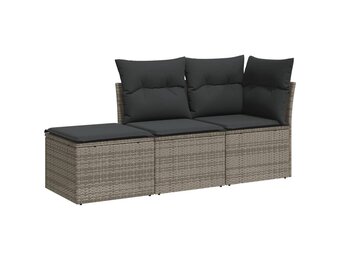vidaXL Loungeset 3-delig Poly Rattan Grijs - 35% Korting