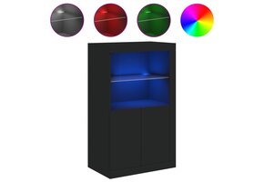 vidaXL Bijzetkast Zwart 60% Korting | Met LED-verlichting & Opbergruimte