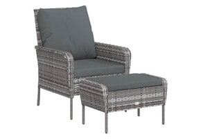 vidaXL Tuinstoel met Voetenbank Poly Rattan Grijs | 62% Korting