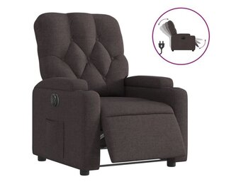 vidaXL Elektrische Fauteuil Stof Donkerbruin - 35% Korting