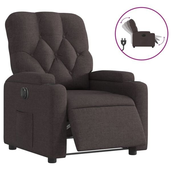 vidaXL Elektrische Fauteuil Stof Donkerbruin - 35% Korting