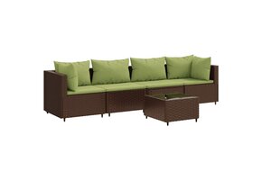 vidaXL Loungeset 5-delig Poly Rattan Bruin - 30% Korting