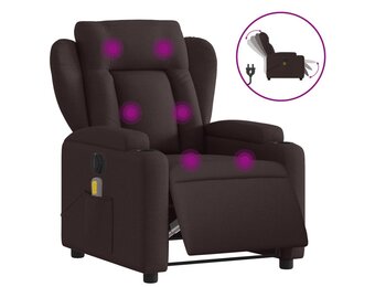 vidaXL Elektrische Massagestoel Stof Donkerbruin - 35% Korting!