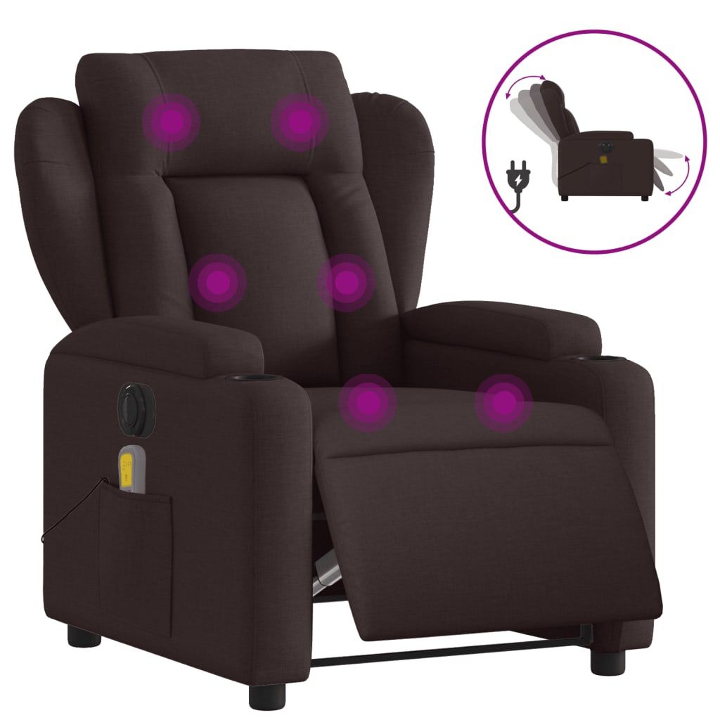 vidaXL Elektrische Massagestoel Stof Donkerbruin - 35% Korting!