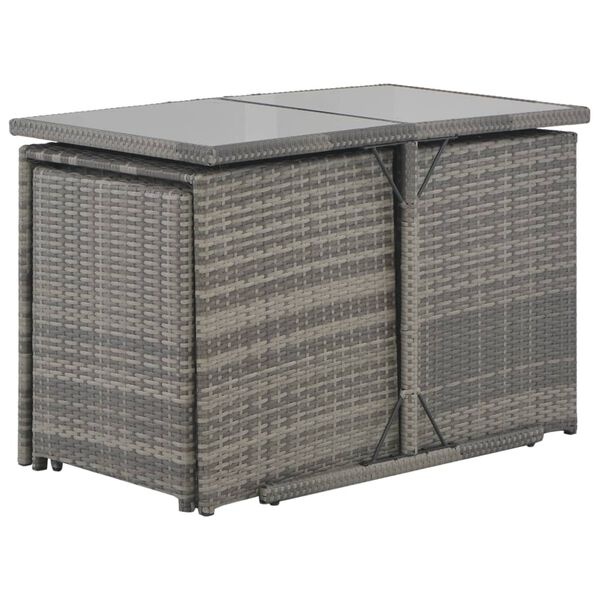 vidaXL 7-delige Tuinset Poly Rattan Grijs - 55% Korting!