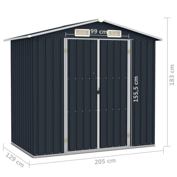 VidaXL Tuinschuur 205x129x183cm Antraciet - 35% Korting!