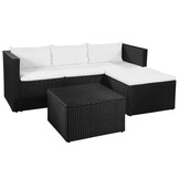 vidaXL 3-delige Loungeset Poly Rattan Zwart/Wit - 35% Korting