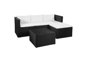vidaXL 3-delige Loungeset Poly Rattan Zwart/Wit - 35% Korting