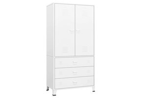 VidaXL Kledingkast Industrieel Metaal Wit - 55% Korting