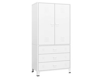 VidaXL Kledingkast Industrieel Metaal Wit - 55% Korting