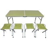 Inklapbare Campingtafel met 4 Stoelen - Groen - 60% Korting!