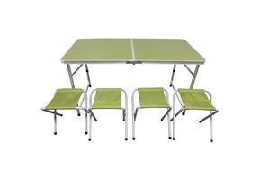 Inklapbare Campingtafel met 4 Stoelen - Groen - 60% Korting!
