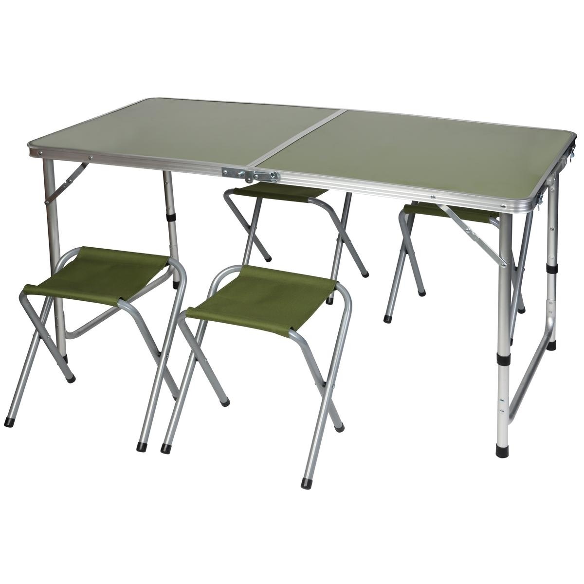Inklapbare Campingtafel met 4 Stoelen - Groen - 60% Korting!
